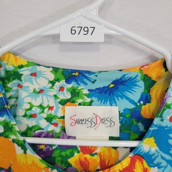 Vintage Floral Made in USA Ultra Soft Rayon Button Midi Dress Large - Picture 4 of 11